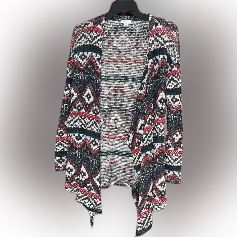 Red, white, and blue cardigan